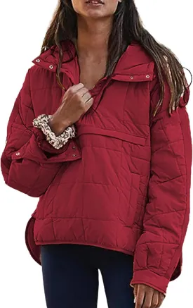 ZWRXW Womens Quilted Jacket Fall 2023 Lightweight Long Sleeve Casual Loose Button/Zipper Winter Coats Outwear with Pocket